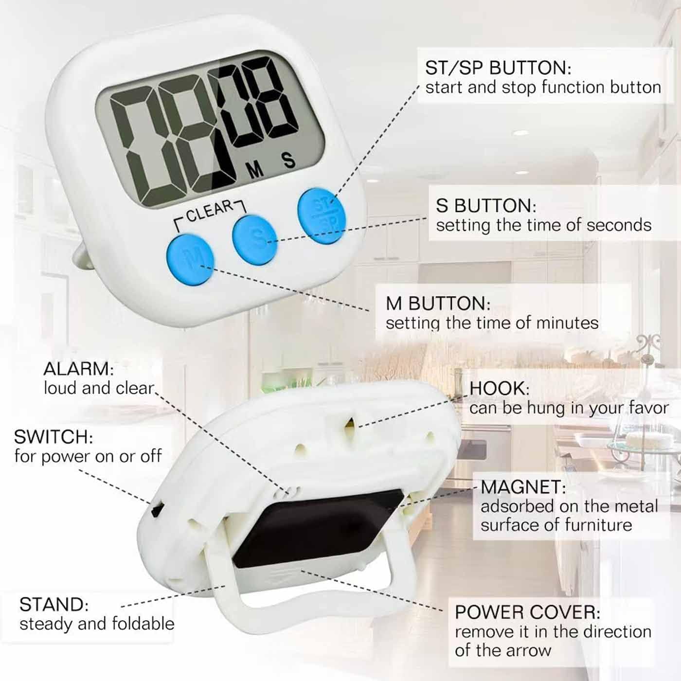 6 Pack Large Screen Digital Kitchen Timer, Timer, Big Digits Loud , Count Up/Down, /Off , Teachers, Classroom, Cooking, Baking 6 Pack Large Screen Digital Kitchen Timer, Timer, Big Digits Loud , Count Up/Down, /Off , Teachers, Classroom, Cooking, Baking