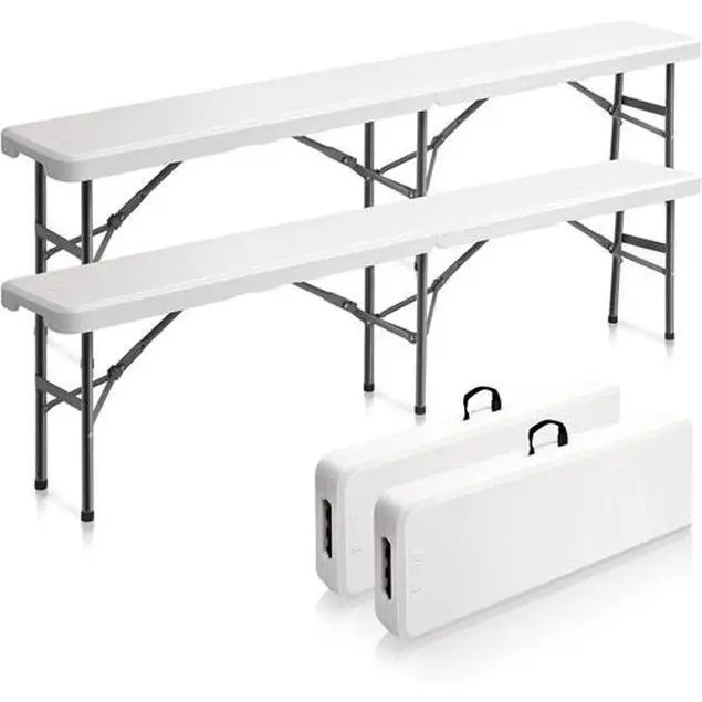 Outvita 6 feet Plastic Folding Bench,Portable in/Outdoor Picnic Party Camping Dining Seat, Garden Soccer Multipurpose Entertaining Activities, 1 Pack & 2 Pack