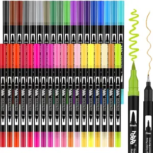 36 Colors Dual-Tip（Brush+ Fineliner Tips) Artist Markers, Brush Pens for Adults, Hand Lettering, Calligraphy and Journaling