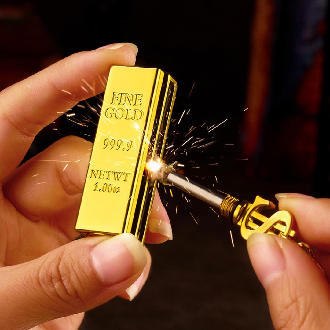 1-piece windproof permanent lighter, creative golden stick matches, multifunctional metal kerosene lighter, mini portable igniter, suitable for outdoor camping fire making and burning sticks, boyfriend gift (oil-free), no battery