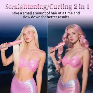 Cordless Hair Straightener, Portable Straightener 2 in 1 for Hair Straightening and Curling,5000mAh Mini Travel Hair Straightener,Fast Heating Titanium Flat Iron, 210°C/410°F Within Seconds