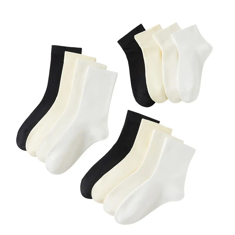 1/4 Pcs Women’s Cotton Crew Socks, Soft White Slouch Socks, Comfortable Mid Calf Socks for Everyday Wear, Casual Spring Fall Accessories