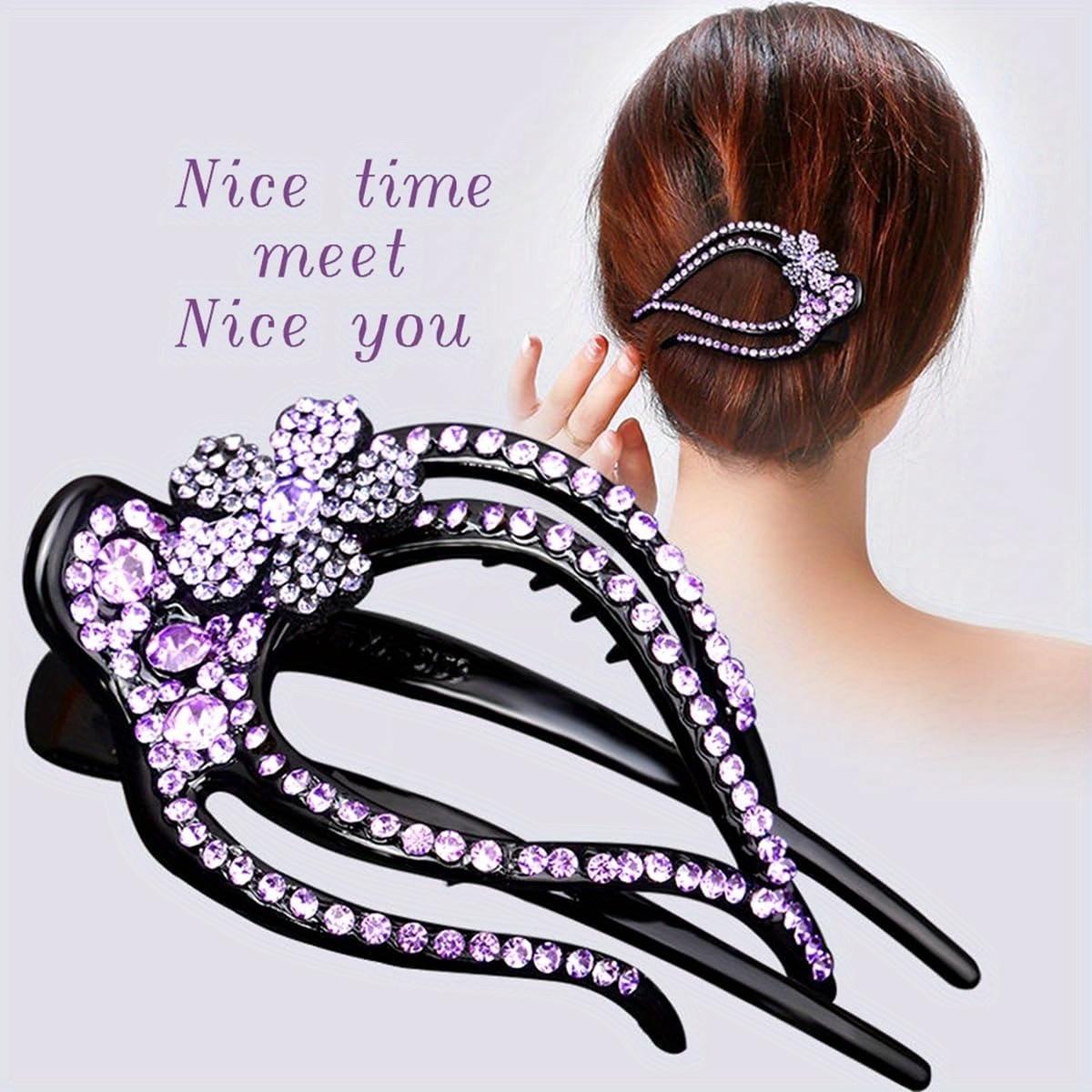 4pcs Korean style heart-shaped ponytail flower duckbill hair clip, suitable for Women's daily gatherings, banquets, festivals, parties, wearing as a gift and an affordable choice