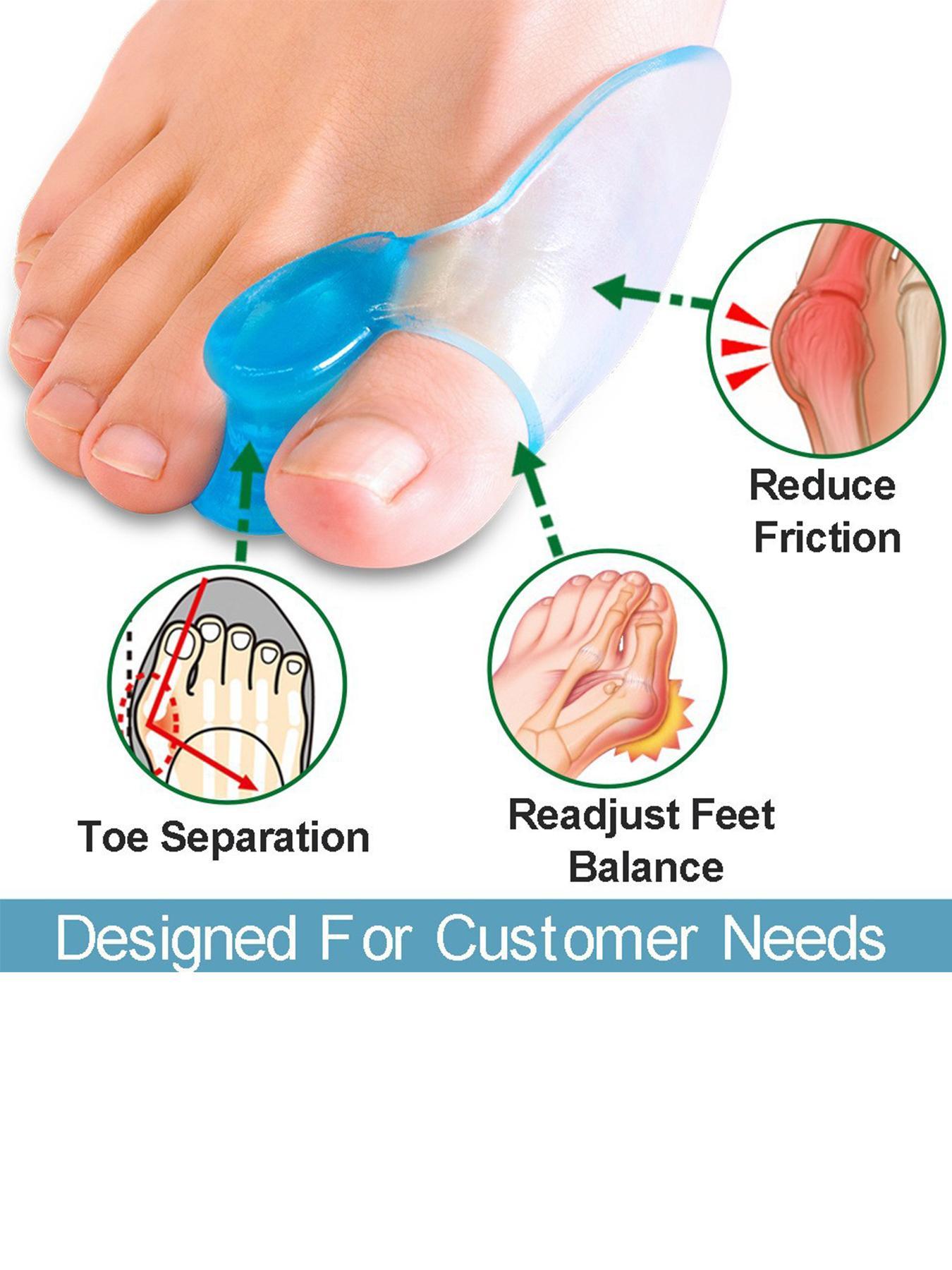 Soft Silicone Toe Sleeves, Bunion Big Toe Corrector, Hallux Valgus Protector, Pedicure and Foot Care Tool for Women and Men, Toe Separators