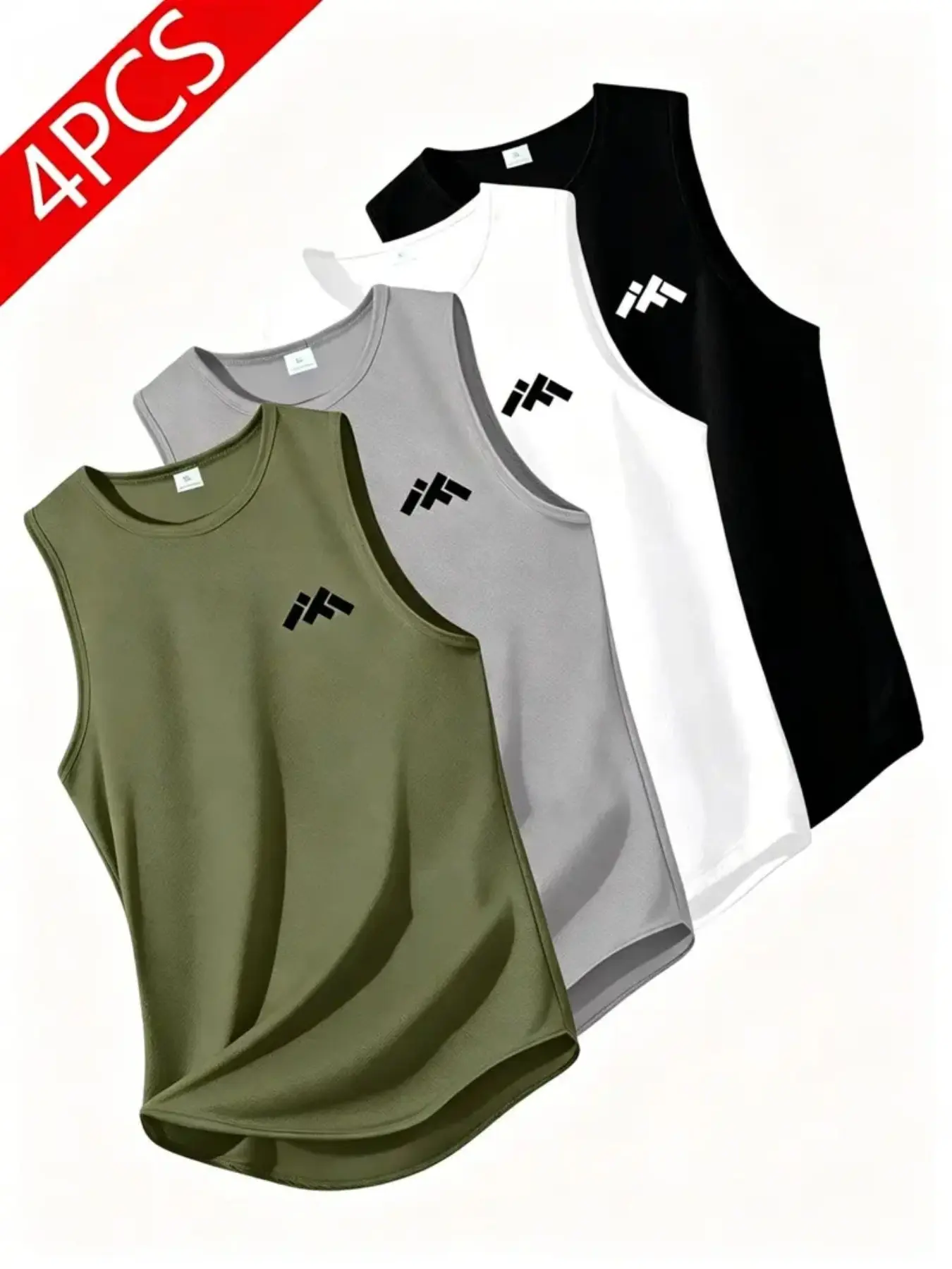 Men's Four-Piece Quick-Dry Breathable Mesh Vest, Ideal for Running, Basketball, Fitness, Sleeveless Sportswear, Professional Athletic Clothing