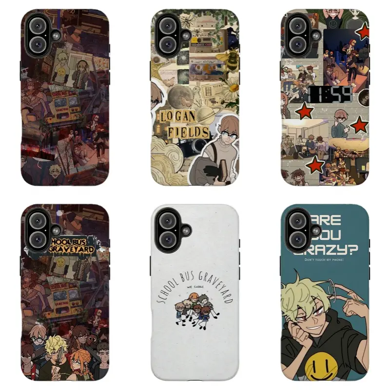 School Bus Graveyard Anime Collage Phone Case ,Protective Cover For iPhone 11 12 13 14 15 16 17 pro max for Samsung S26 S25 S24 S23 S22 S21 , For Fans Men Women,phone cases