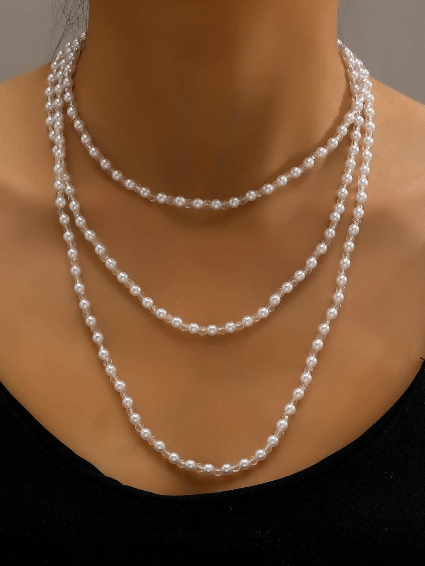 Women's Elegant Faux Pearl Decorated Tiered Layer Arm Chain, 2024 New Style Exquisite Trendy Arm Chain, Fashionable Body Jewelry for Party Decoration, Maximalist Jewelry