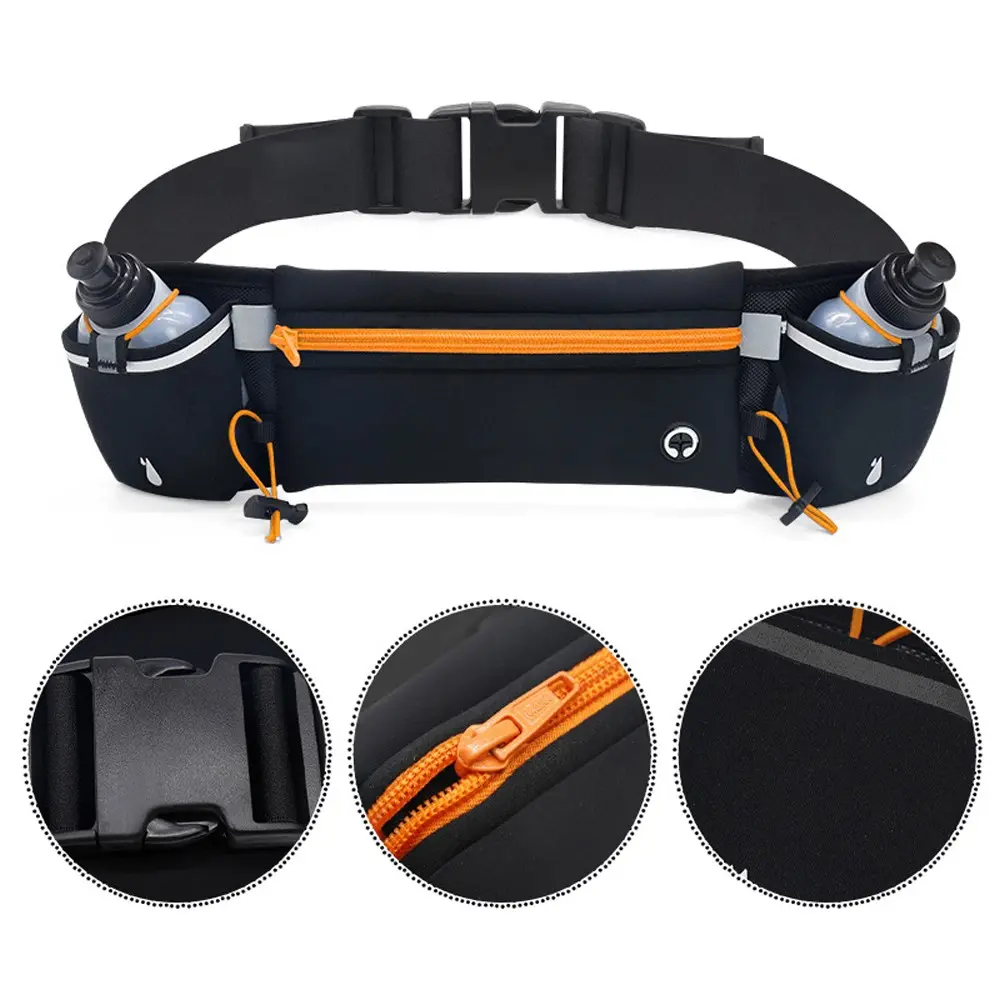 1PCS Running Belt with Water Bottles, Hydration Belt for Men and Women, Water Bottle Holder Running Pouch Belt, Fanny Pack Fits 7 inches Phones, Waist pack for Running Hiking Climbing
