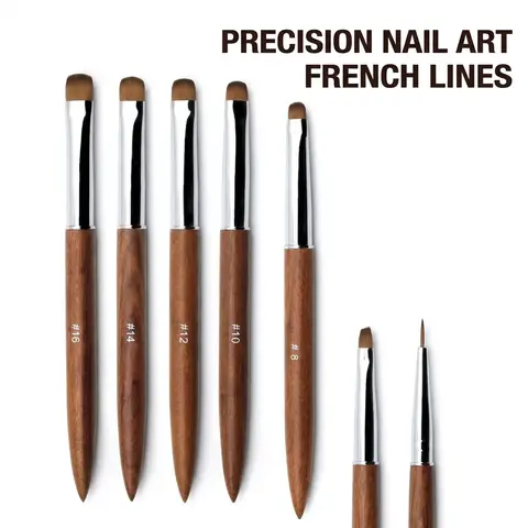 Premium Kolinsky French Nail Brush, Wooden Sandalwood Handle, Acrylic Drawing, Rhinestone Gel Painting, Manicure Tool, Nail Art Brushes, Nail Tools, Sizes 8-16