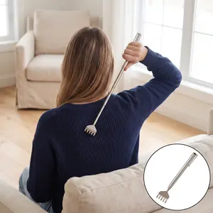 Portable Stretchable Back Scratcher Tool, Stainless Steel Massage Device, Easy-to-Carry Back Pain Relief Aid, Ideal for Travel and Home Use-YY0