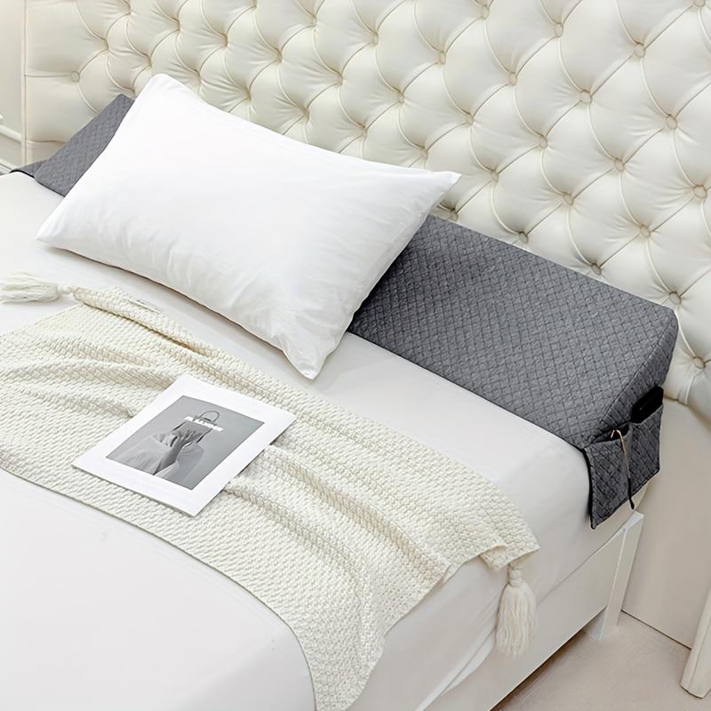 Bed Wedge Pillow - Adjustable 0-7" Gap Filler for Headboard & Mattress/Wall, Backrest, Bed Pillows for Snoring, Spinal Alignment, Single/Double Bed (White/ Grey)
