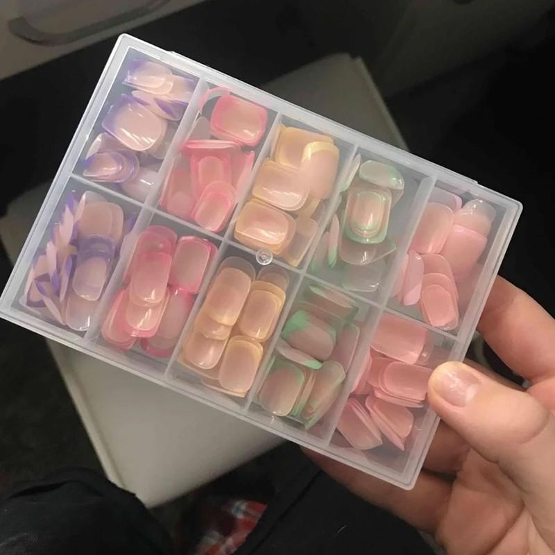 Neon Rainbow French Nail Tips, 240Pcs Short Brighter Pastel French Tip Press on Beach  for Women, 5 Color Glossy Soft Gel  Nail Press Ons Fake False Nails Extensions for DIY Art,Press on  Women  Short