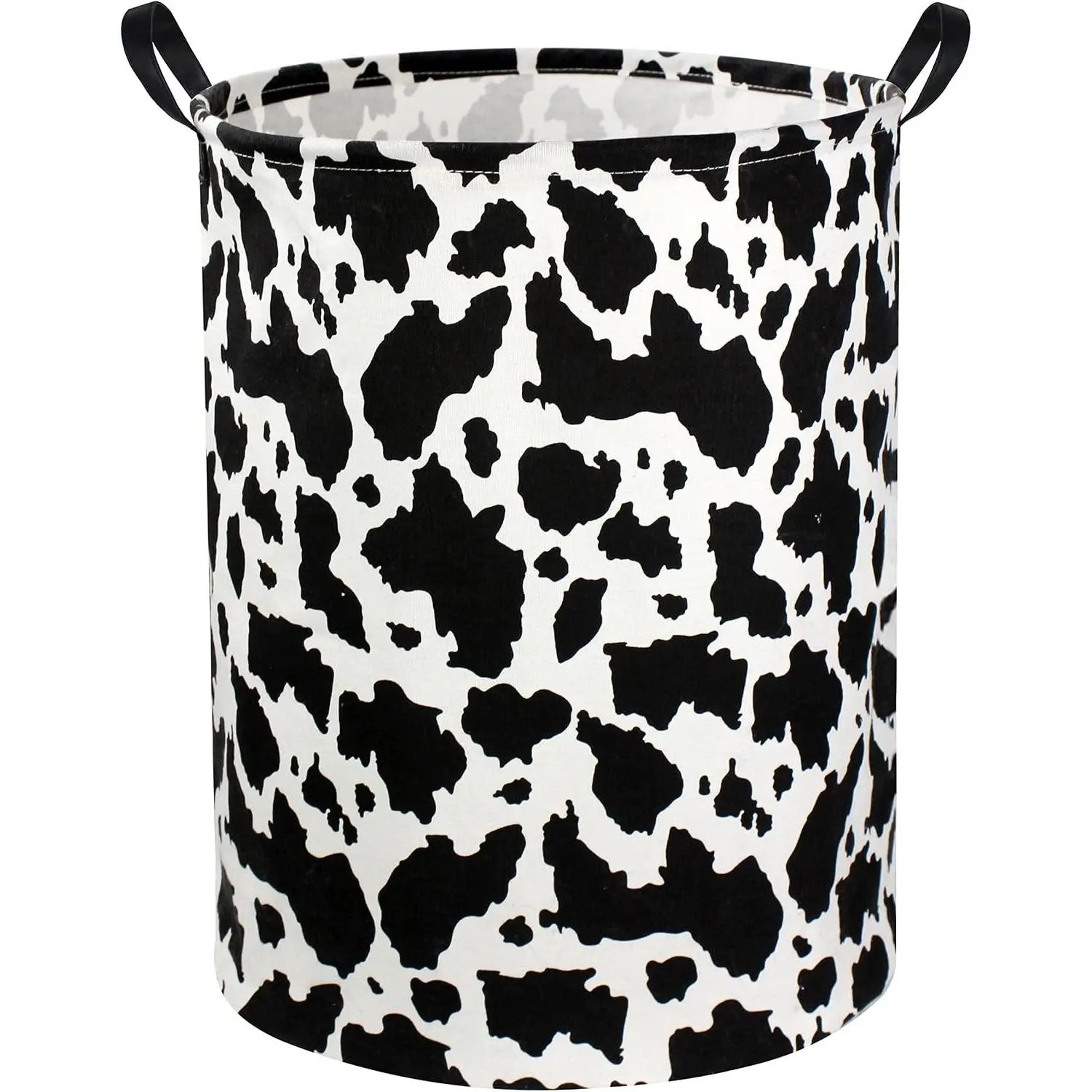 Cow Print Laundry Basket Nursery Clothes Hamper Collapsible Storage Bin Organizer with Handles for Room Decor