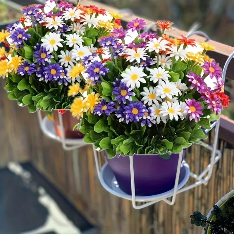 5 bouquets of outdoor artificial flowers, plastic daisies, UV-resistant artificial flower beds, suitable for homes, hotels, offices, weddings, party gardens, porches, cottage decorations, window frames, and cemetery arrangements.