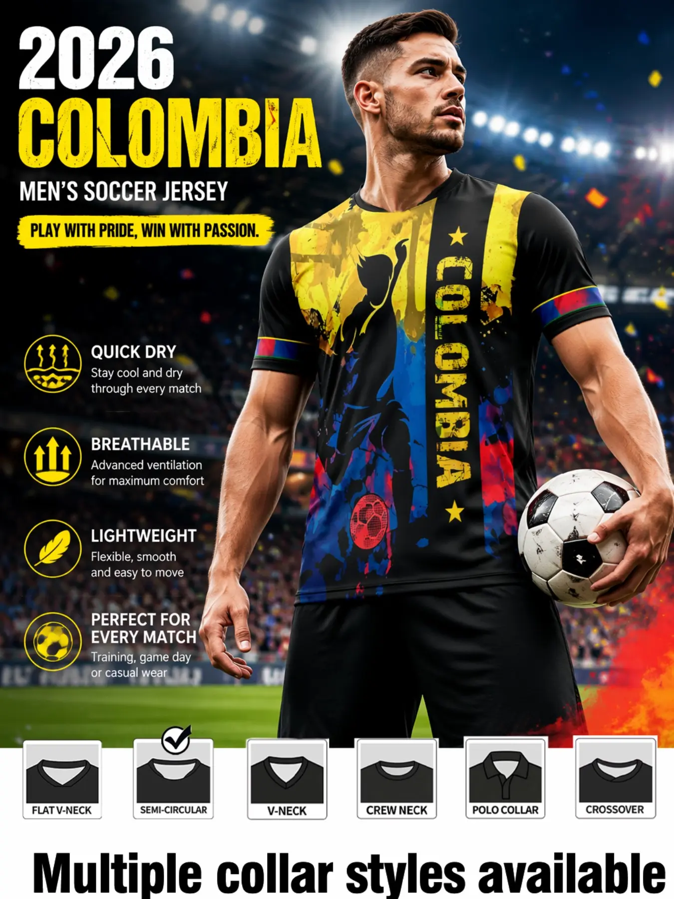 2026 Columbia Sport Short Sleeve Jersey, Player Silhouette Print, Vertical Lettering, Star Detail, Multicolor Trim, All-Season Fitted Tee