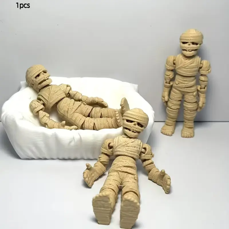 Egyptian Pharaoh 3D Print Desktop Ornament, Realistic Jointed Mummy Doll, Free-Moving Figurine, Decorative Gift, Handmade Collectible, Decoration Figure
