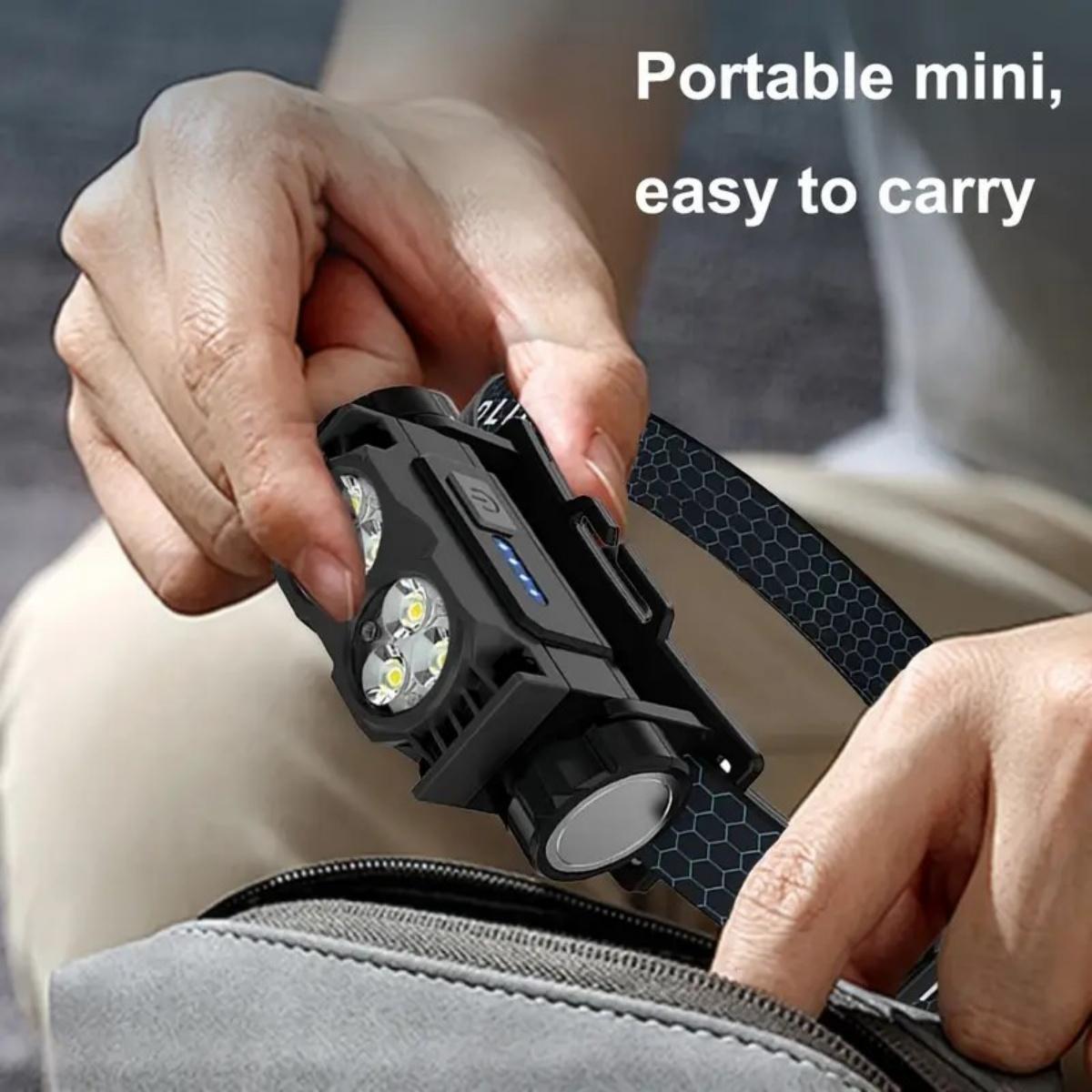 Multifunctional Working Headlamp, 1 Count USB Rechargeable Ultra-light & Portable Headlight with Power Display, Headlamp for Hiking Running Camping Travel Walking