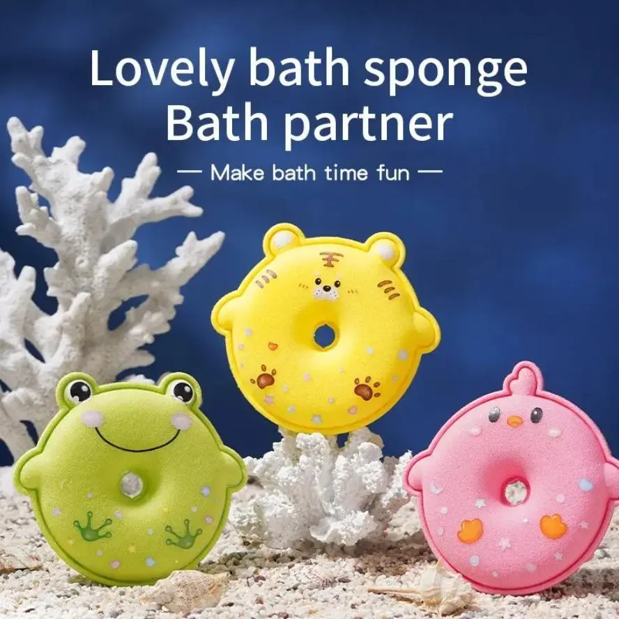 Fun Kids' Soft Animal-Shaped Bath Sponge Accessories - Thickly Absorbent, Quick-Drying, Foam-Creating, Creative Design with Hanging Cord, Ideal for Bathing, Great Gift