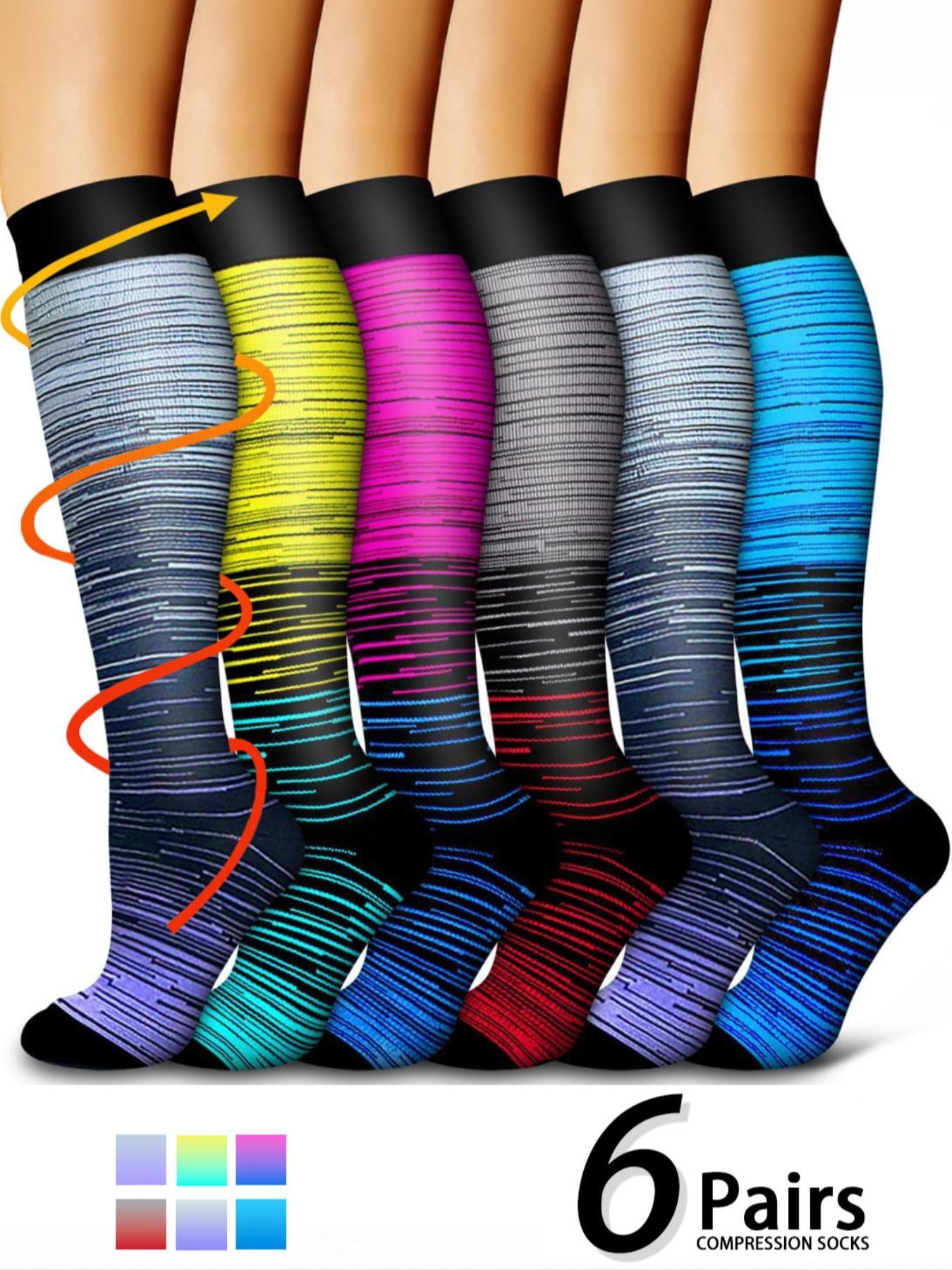 Unisex's Colorful Compression Socks, Sports Socks for Running, Nurses, Pregnant Women, Sports Socks for Improving Blood Circulation, Polyester Athletic Socks