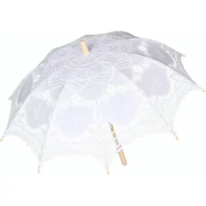 Vintage Lace Parasol Umbrella 32 Inch – Bridal Wedding Decoration Umbrella for Photoshoot, Tea, Victorian Style for and Adults
