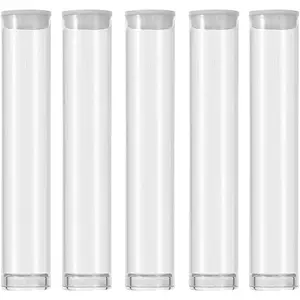 Plastic Clear PVC Tube Transparent Storage 0.5ML 1ML Empty Cartridges Tube Packaging with Caps 13x82mm - Bead Craft Supply Storage (100PACK)