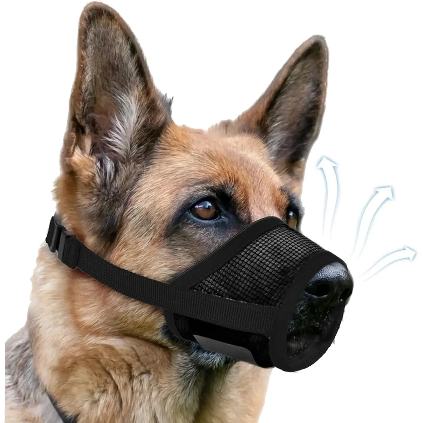 Soft Air Mesh Dog Muzzle for Extra Large Dogs, Breathable Adjustable Mouth Guard for Grooming, Prevents Scavenging Biting Licking Barking, Allows Panting and Drinking, Black XL