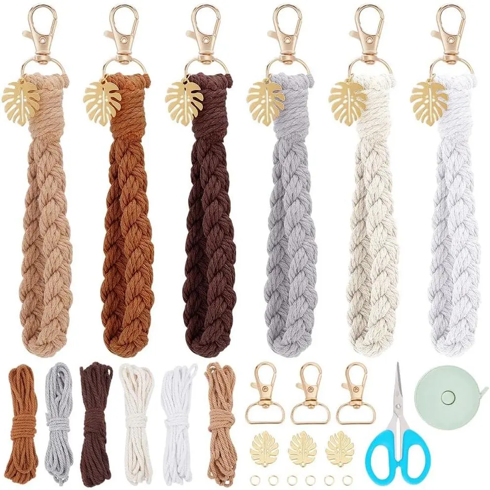 6 Set Macrame  Lanyard Kit DIY Macrame Palm Leaf  Kit with Instruction Macrame Wristlet Macrame  Decor DIY Macrame Kit for Beginners