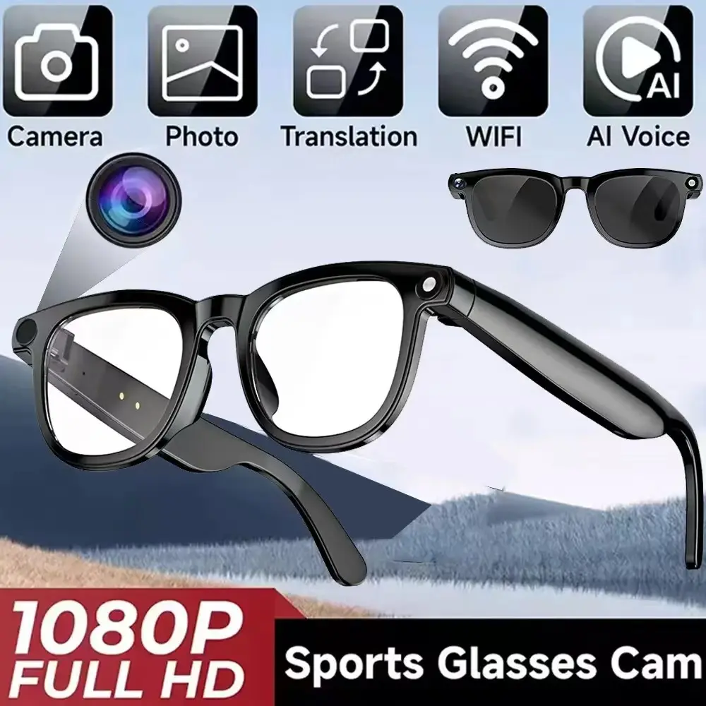 Smart Ai Camera Glasses, 8mp Resolution, Touch Control, Travel & Outdoor Use, Real-Time Translation, Bluetooth-compatible, Wearable Video Recording, Multifunctional Smart Glasses, Wireless Translation Glasses