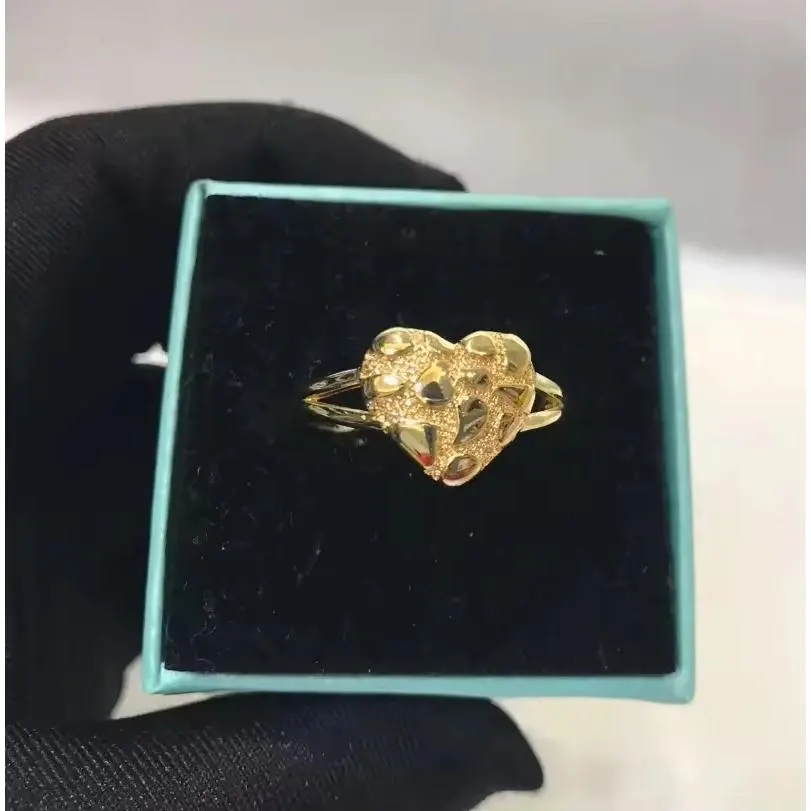 Customized Cute Jewelry Stainless Steel Trendy 18K Gold Plated Diamond Cut Cartoon Ring Nugget Ring