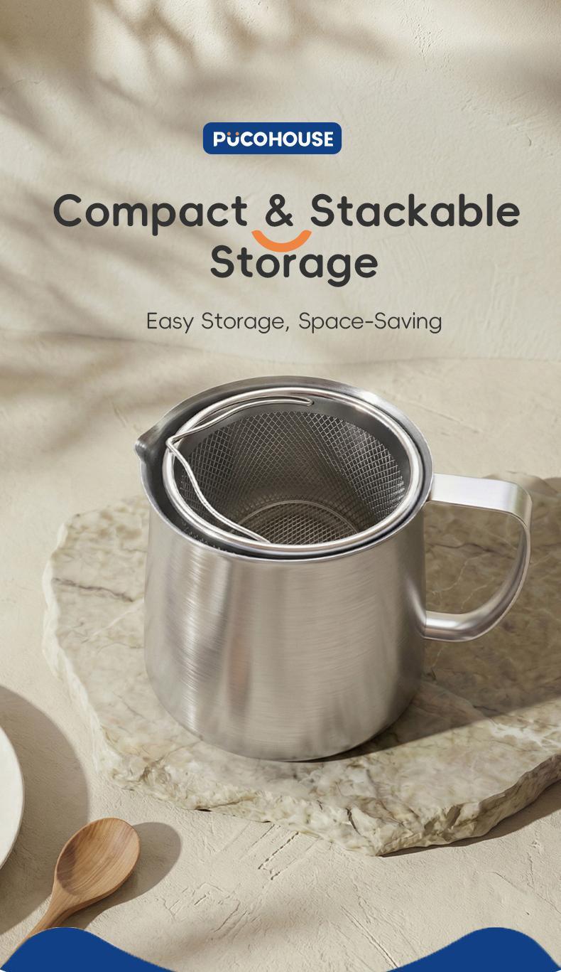 3500ml Stainless Steel Oil Dispenser w/Filter & Tray 4-Piece 304 Stainless Steel Deep Fryer Pot with Oil Filter Basket Utensils Kitchenware Aluminum 	 stainless steel pans