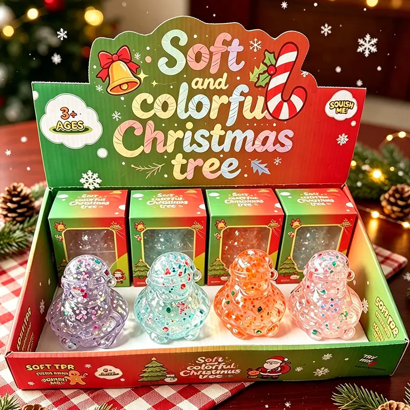 [Sugar Santa Claus Suiqshy] Glitter 4Colors Soft Stress Relief Squishies Handmade DIY Stress Ball Toy for Gifts