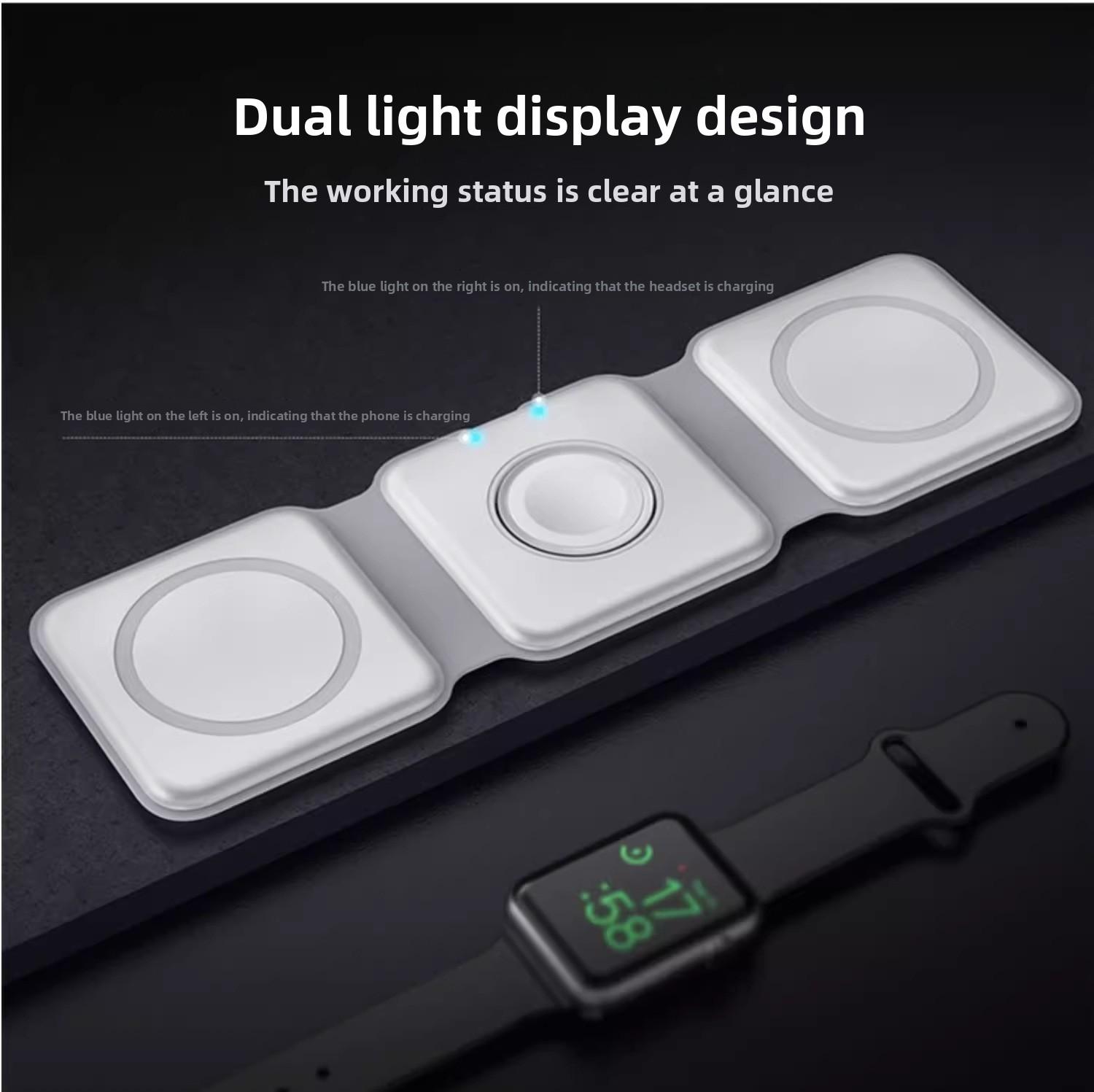 3-in-1 Magnetic Wireless Charger, Foldable Magnetic Wireless Charging for Apple Phones and Watches