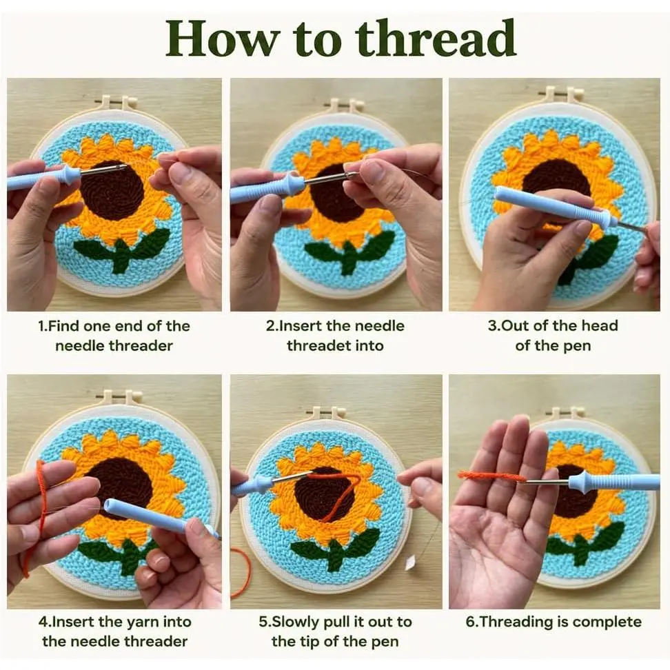 Flower Punch Kits,Daisy Punch Kits for Beginners,DIY Punch Embroidery Art & Craft kit for Adults with Video Tutorial Flower Punch Kits,Daisy Punch Kits for Beginners,DIY Punch Embroidery Art & Craft kit for Adults with Video Tutorial