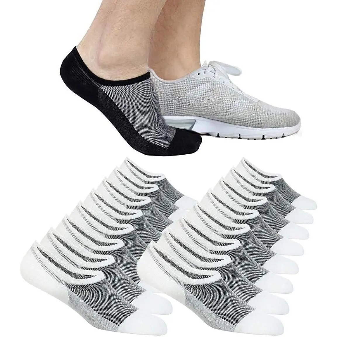 No Show Socks Ankle Low Cut Socks  Mens, Non Slip, 8 Pairs 16 Pairs