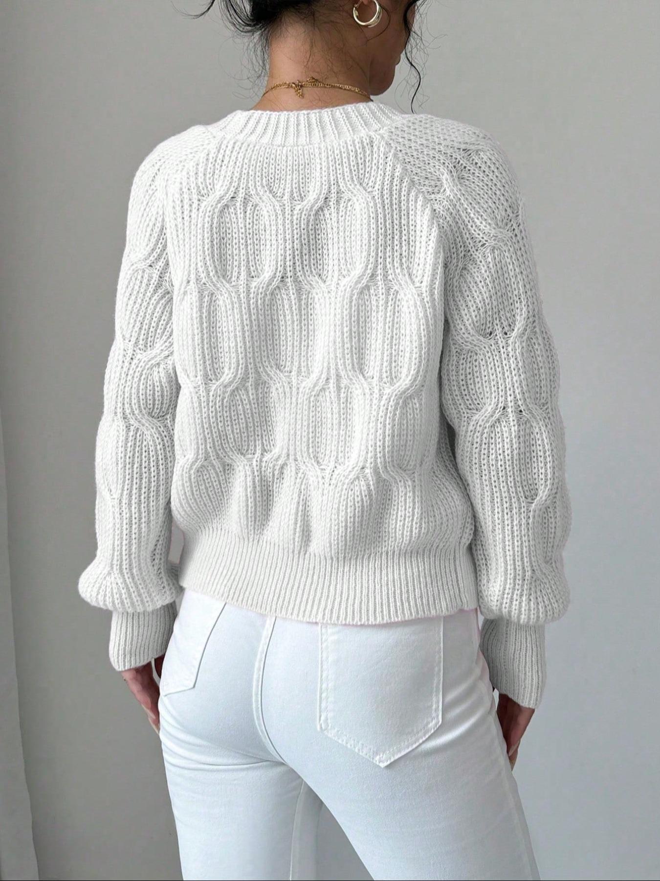 Women's Plain Bow Front Raglan Sleeve Sweater Cardigan, Casual Longsleeves Button Front Knitwear for Fall & Winter, Fashion Women's Knit Clothing for Daily Wear Valentine's Day, gift, Knitting