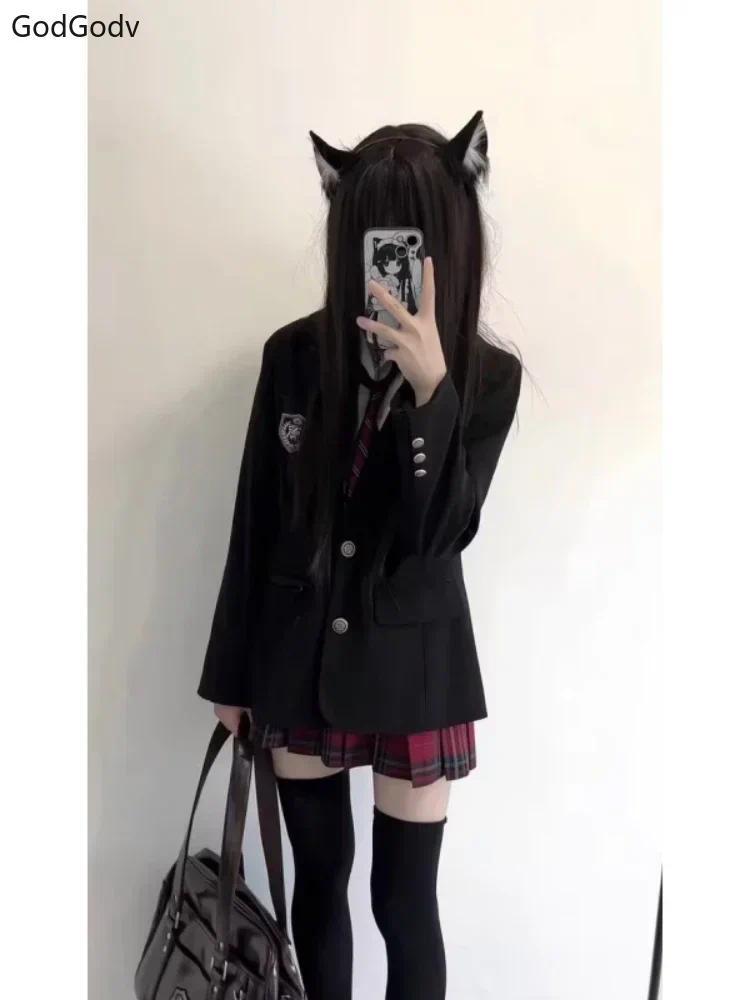 Spring Japanese Preppy Style Vintage 3 Piece Set Women JK Sweet Elegant Skirt Suit Female Necktie Korean Style Chic Outfits 2025