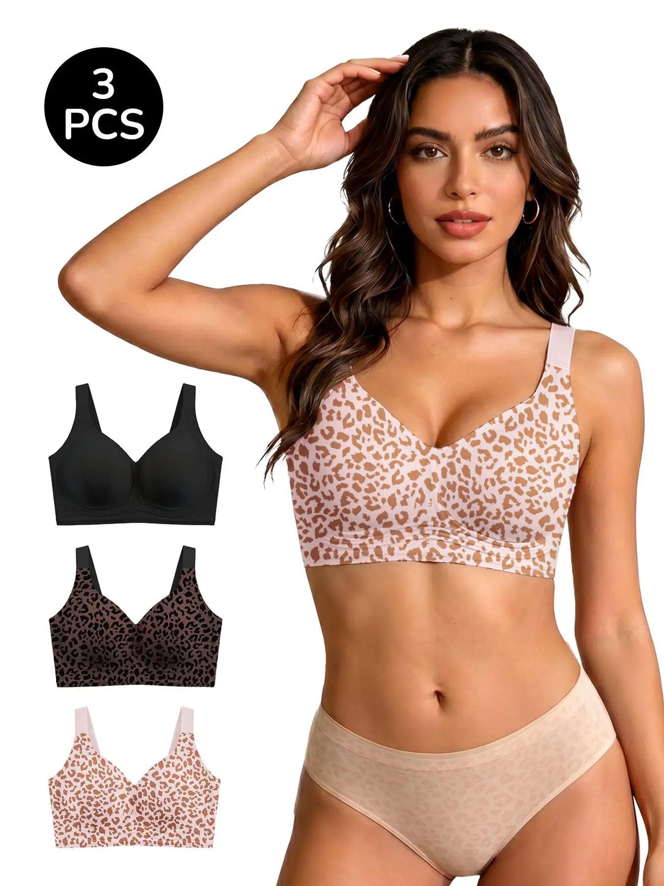 Wireless Jelly Bra Wardrobe Set, Multiple Full Coverage Support Print Bras for Women Seeking Comfort and Beautiful Shape