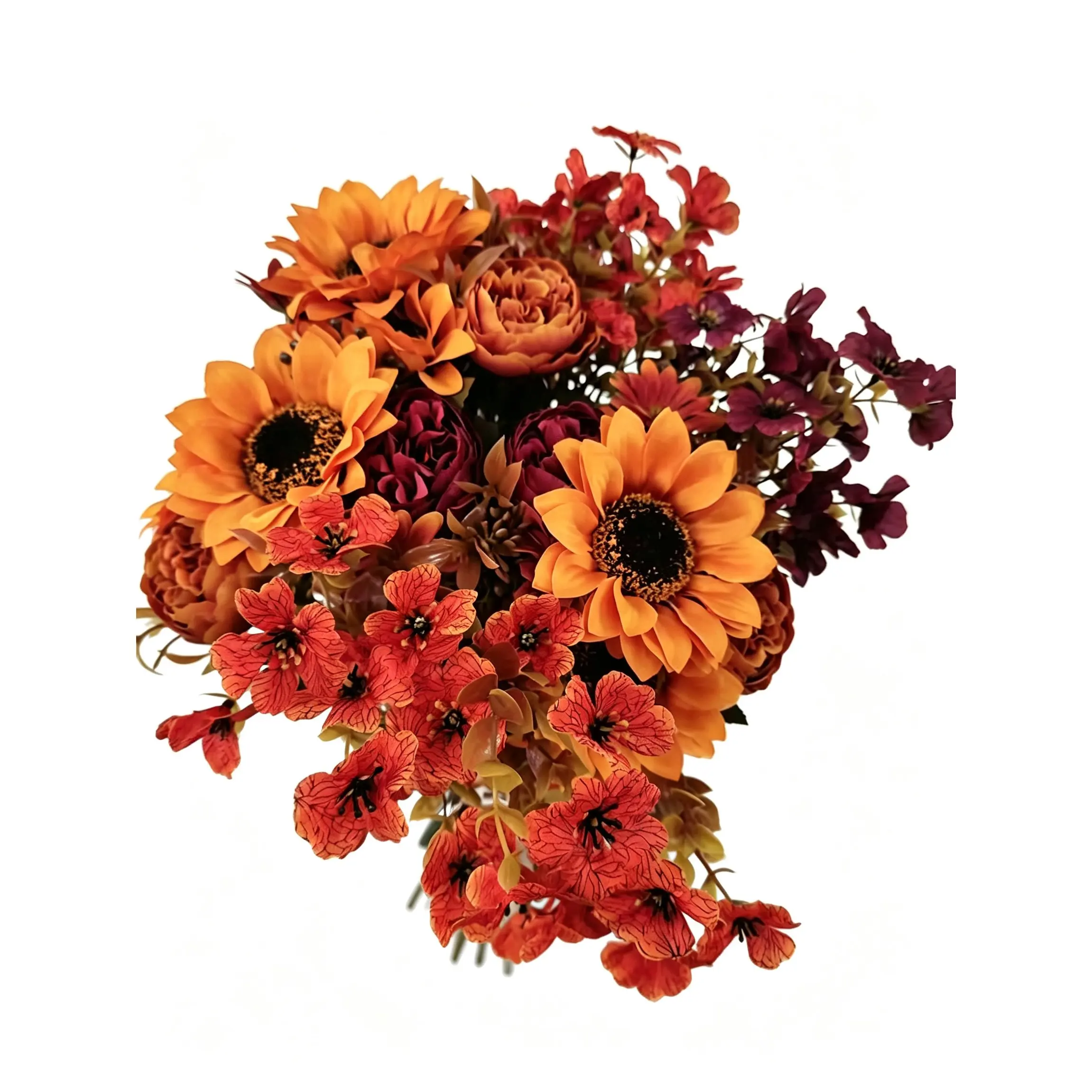 6 Piece Fall Artificial Flower Arrangement, Sunflower, Peony and Daisy for Vintage Vase, Home Decorative Centerpiece for Wedding, Thanksgiving and Halloween