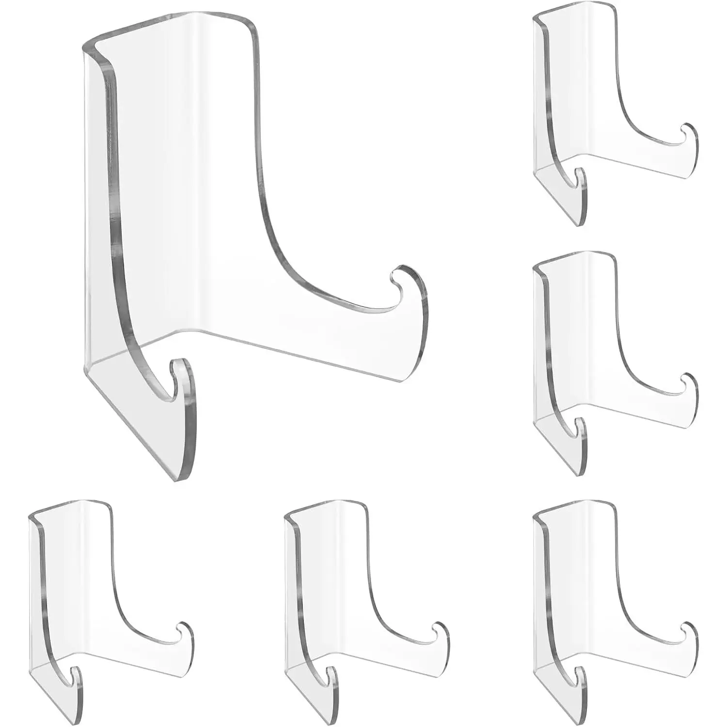 6 Packs Acrylic Easels Display Stands Clear Acrylic Plate Stand Flat Back Easel Display Easels Table Card Holder for Plate Photos Book Picture Wedding Home Decor (3" H x2.7 W x 2.3" D)