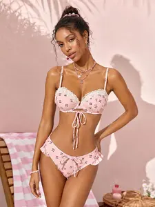 Women's Colorblock Micro Bikini Set, Elegant Fitted Drop Waist Swimsuit, All-Season Beach Party, Sexy Two-Piece Bathing Suit
