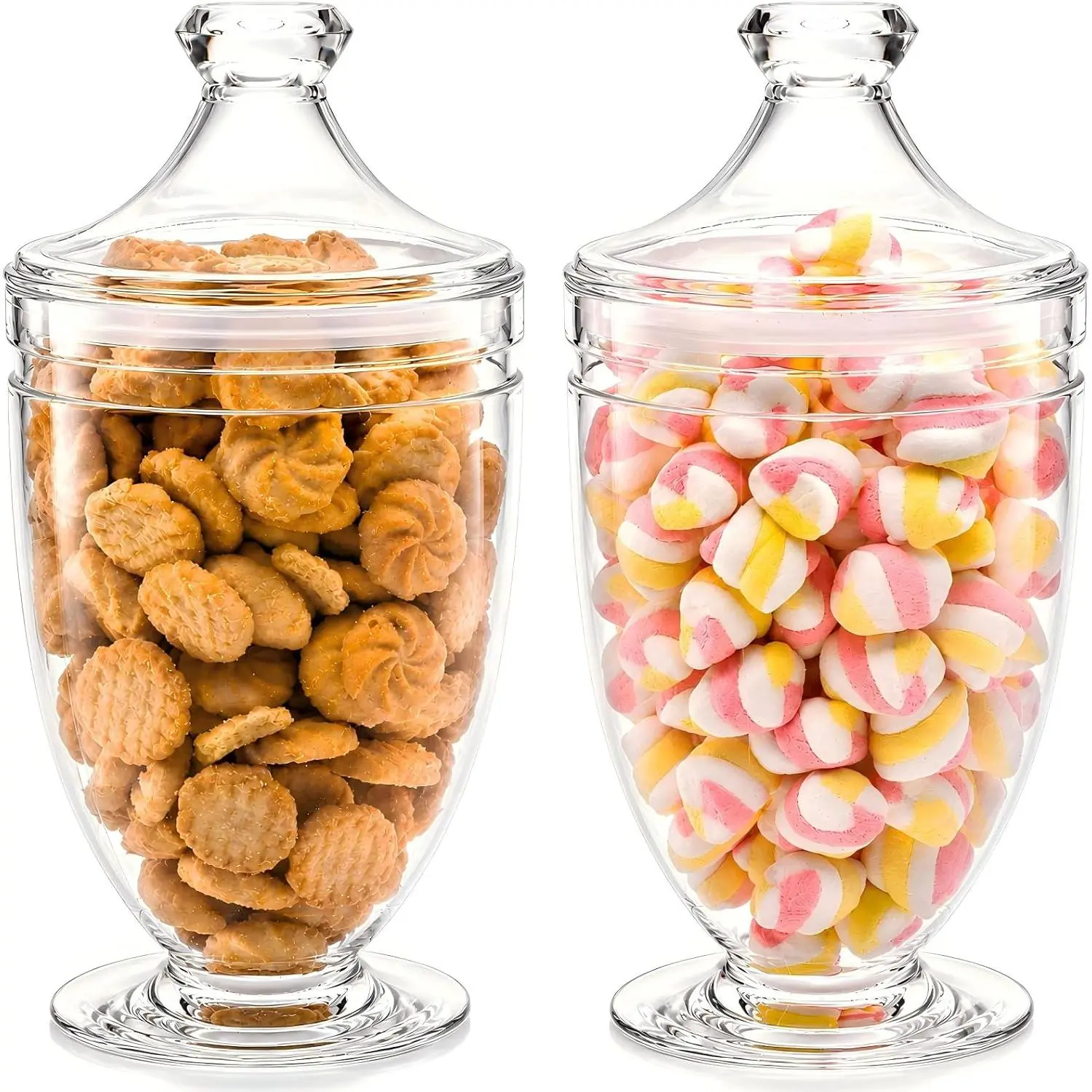 2 Pack Acrylic Apothecary Jars with Airtight Lids, 46 Oz Clear Plastic Candy Cookie Jars for Candy Buffet, Decorative Bathroom Canister Container for Bath Salt, Vanity, Party, Wedding