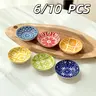 【Black Friday】6/10-Piece Round Ceramic Sauce Dish Set, Colorful Patterned 3.8-Inch Dipping Bowls for Sauces, Seasonings, and Condiments