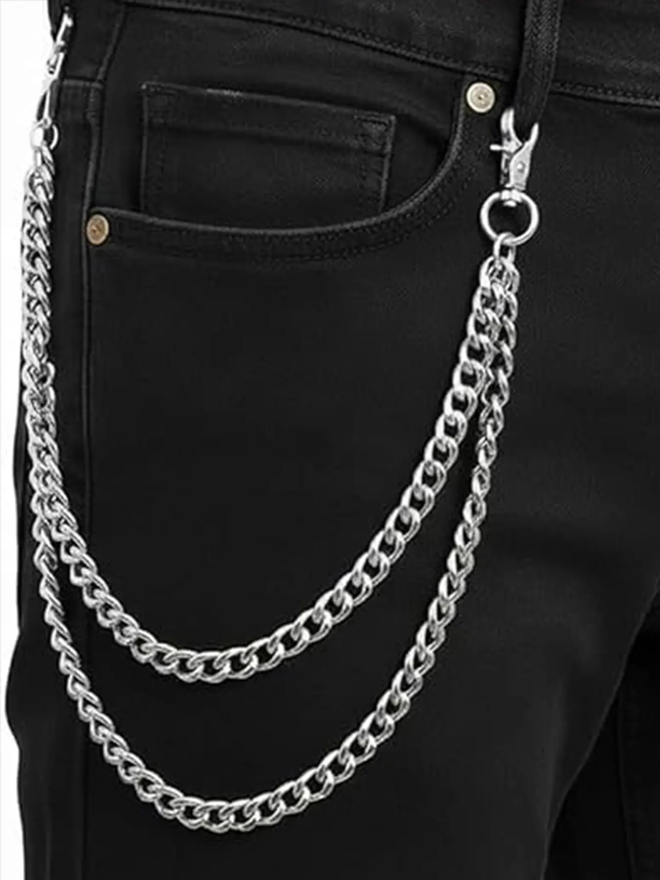 1pc Pants Chain Wallet Chain for Men, Clothing Accessory for Jeans Wearable Clothing Accessory, Heavy-Duty Alloy, Perfect for Streetwear, Punk & Y2K Pants Chain