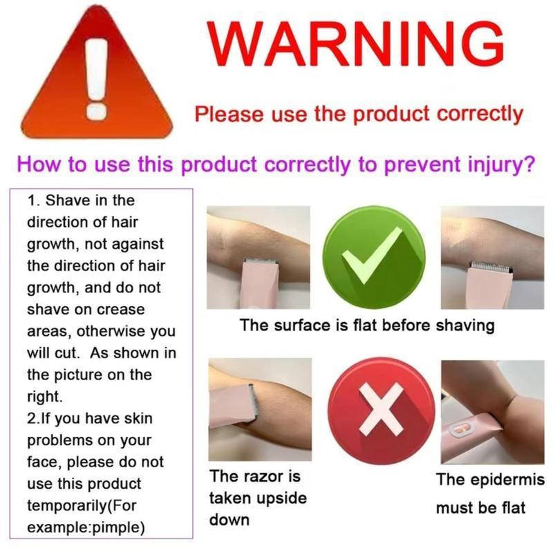 Women's Electric Hair Trimmer Shaver, Cordless Hair Trimmer, Dual-Head Rechargeable Razor & Accessories, Wet/dry Use for Armpits Legs Arms Face Body Grooming