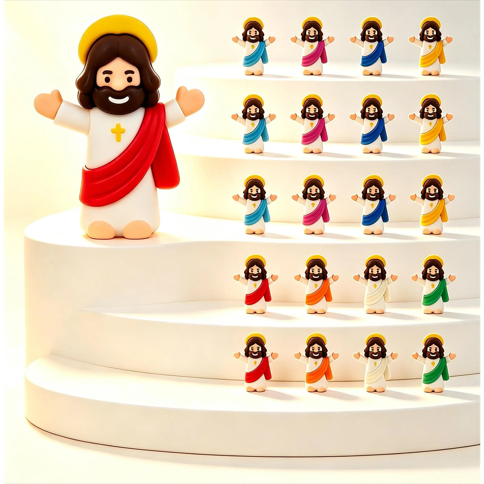 24 Mini Jesus Loves You Rubber Figures,Tiny Jesus Ornament Decor Perfect for Hide-and-seek with Easter Eggs,Ideal Gifts for Religious Parties and Christenings,Religous Rrnaments,and Versatile Religious Decorations,Religious Home Decor
