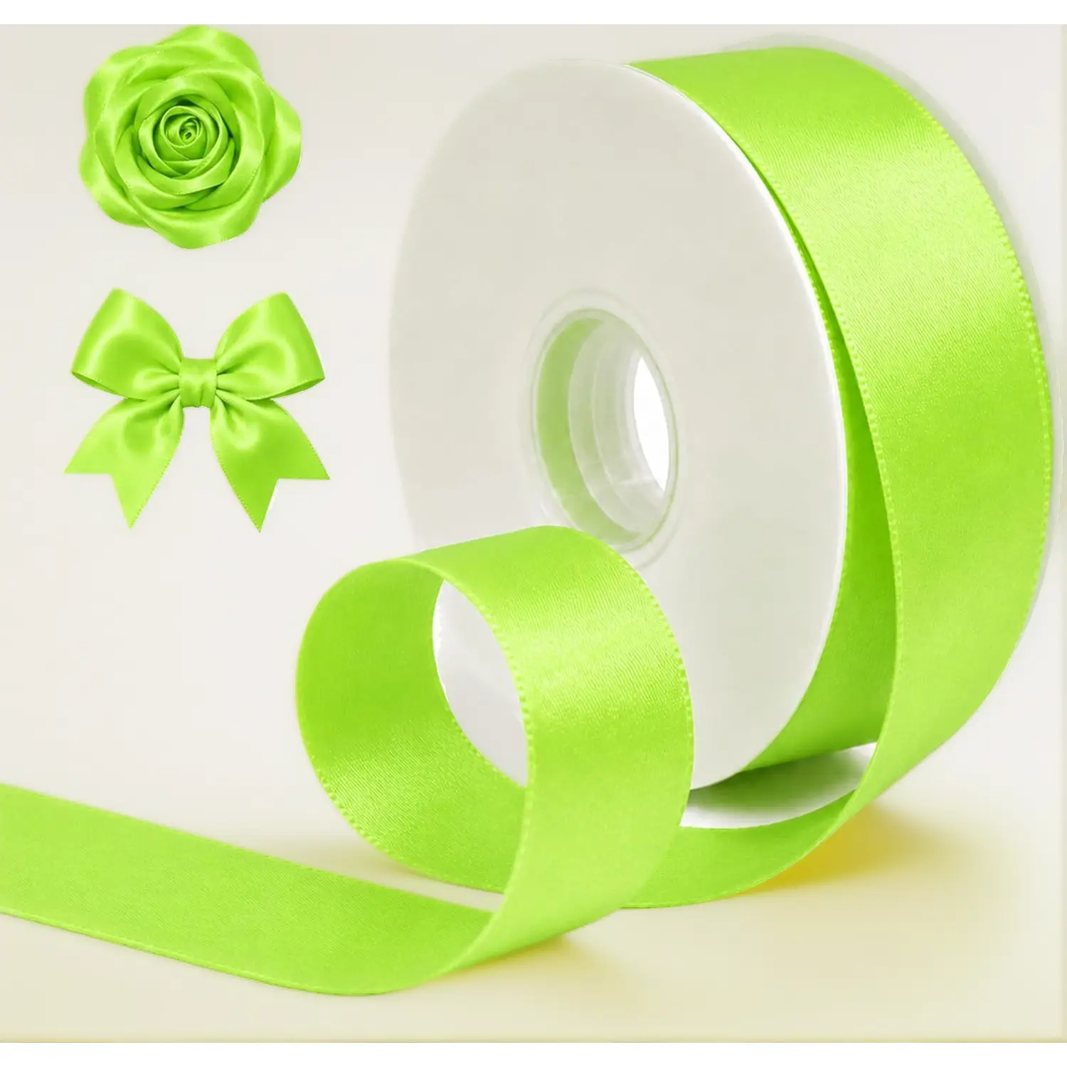 50 Yards Lime Green Satin Ribbon 1-1/2 Inch Double Face Ribbon for Gift Wrapping Bouquets Crafts Wedding Decoration