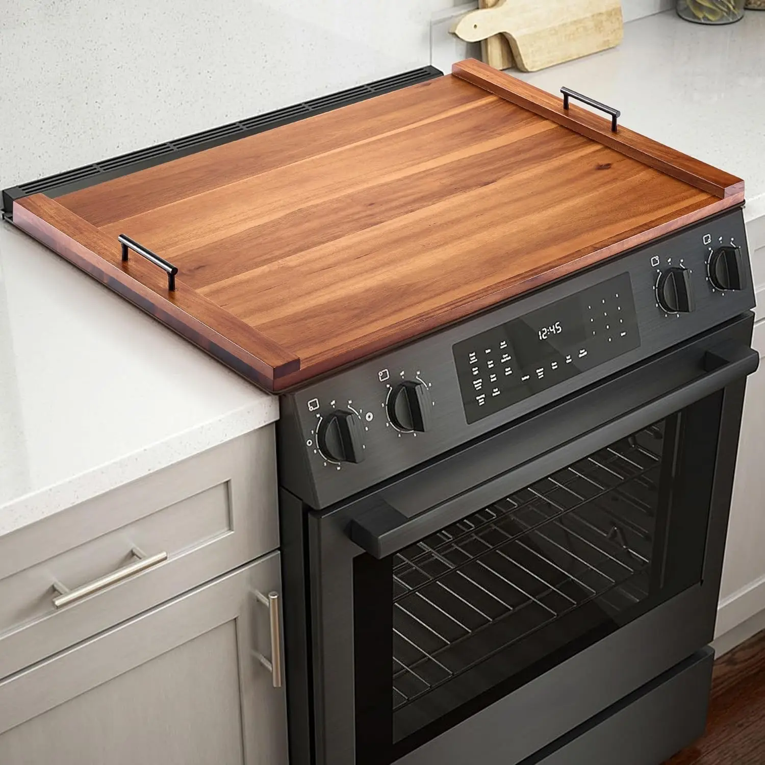 Acacia Wood Stove Top Covers for Electric Stove - Wooden Noodle Board for Gas Stovetop - Stove Top Covers for Gas Burners - Wooden Kitchen Sink Cover for Counter Space & Decorative Tray