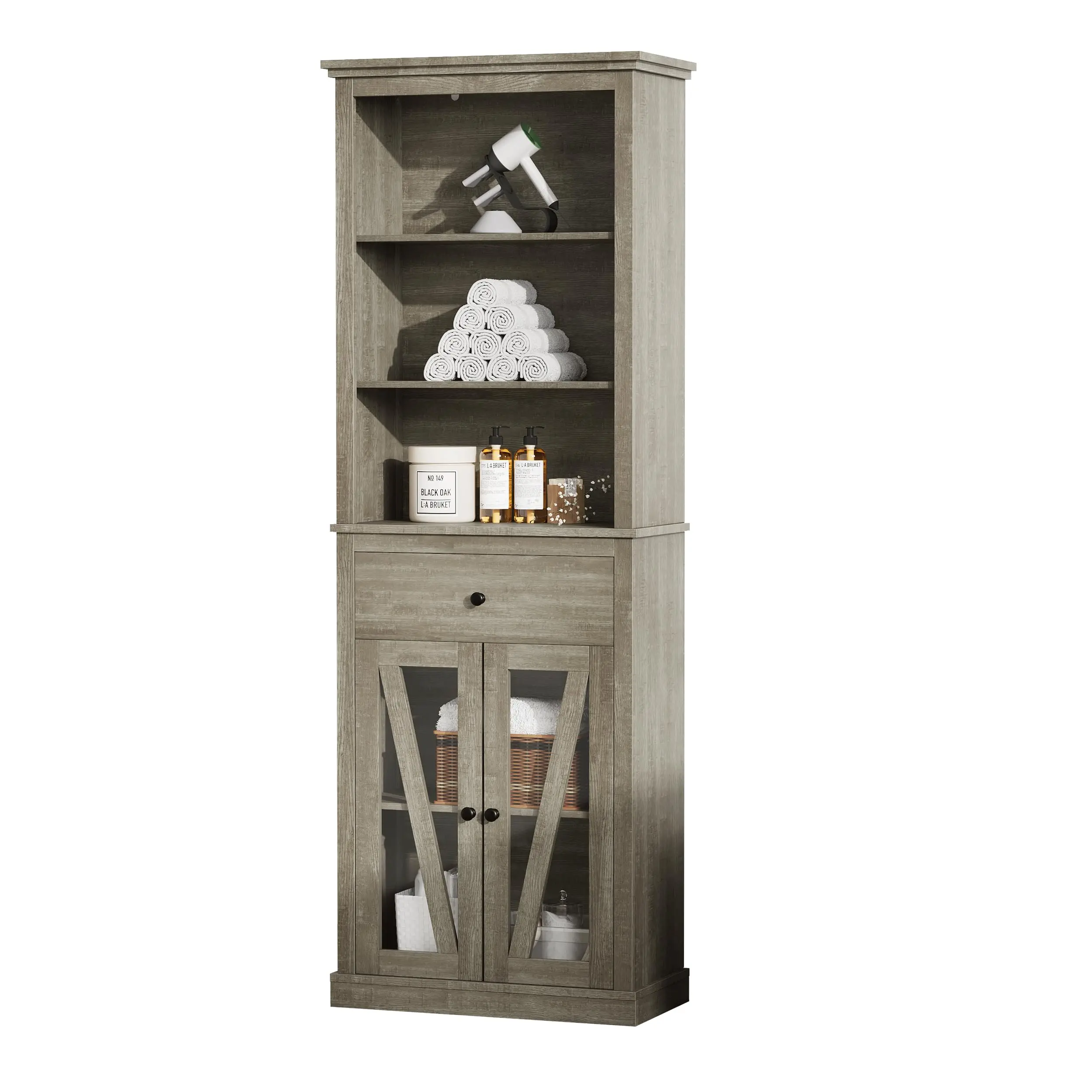 Garvee Tall Bathroom Storage Cabinet Narrow Bathroom Storage Cabinet Gray