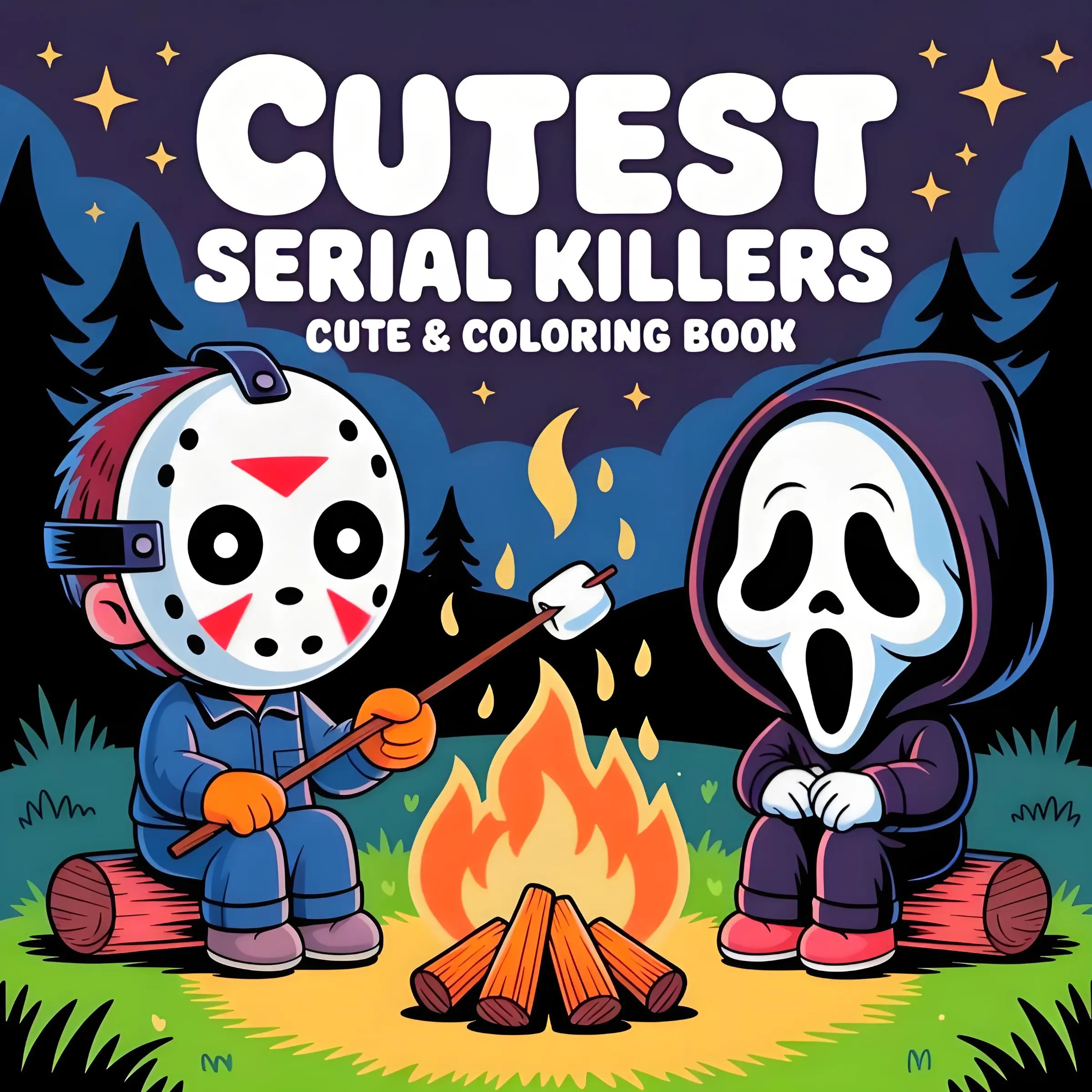 Cutest Serial Killers Cute Coloring Book, Spooky Kawaii Horror Character Colouring Pages, Stress Relief Relaxation Unwind Activity Book For Adults, Funny Creepy Campfire Scene Art Therapy Leisure Gift For Horror Fans,Halloween / School Supplies Gifts