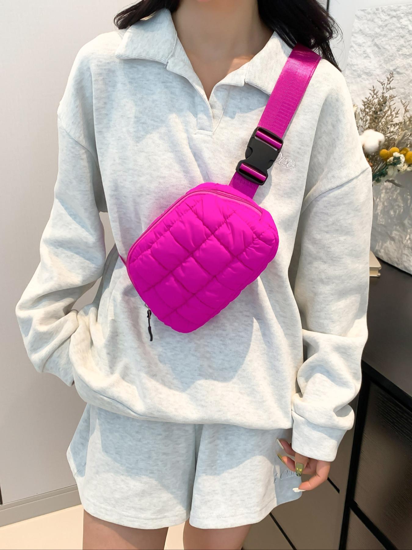 Women's Solid Color Quilted Puffer Chest Bag, Fashionable Soft Sling Bag with Adjustable Bag Strap, Casual Mini Bag for Exercise, Running, Travel, Hiking